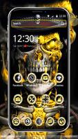 Luxury Golden Metal Skull Theme اسکرین شاٹ 2