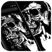 Tema clásico de calavera en blanco y negro