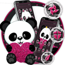 Cute Cartoon Pink Heart Panda Theme APK