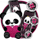 Cute Cartoon Pink Heart Panda Theme ikona