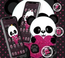Cute Cartoon Pink Heart Panda Theme تصوير الشاشة 1