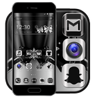 Silver Black Metallic Launcher Theme ikon