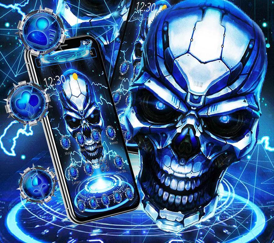 Игры синий андроид. Тёмные темы для андроид. Маска Mitech Blue Skull. Lightning Skull. 3d темы для андроид.