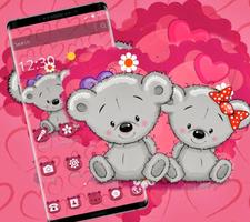 Pink Teddy Bear Lover Theme Affiche