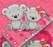 Pink Teddy Bear Lover Theme ảnh chụp màn hình 1
