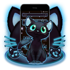 Blue Neon Glow Kitty Theme आइकन
