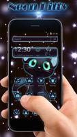 Blue Neon Glow Kitty Theme पोस्टर