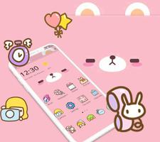 Pink Cute Cartoon Bear Theme الملصق