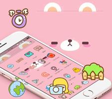 Pink Cute Cartoon Bear Theme ภาพหน้าจอ 2