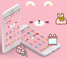 Pink Cute Cartoon Bear Theme ภาพหน้าจอ 3