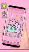 Pusheen Cat Lovely Pink Theme Affiche