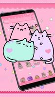 Pusheen Cat Lovely Pink Theme capture d'écran 1