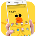 Cartoon Yellow Cute Duck Theme ícone