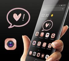 Rose Gold Metallic Heart Theme الملصق