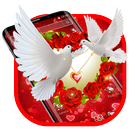 भव्य गुलाब कबूतर दिल थीम आइकन