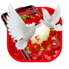 Gorgeous Rose Pigeon Heart Theme آئیکن