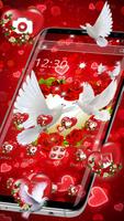 Gorgeous Rose Pigeon Heart Theme plakat