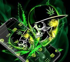 Green Weed Skull Theme ảnh chụp màn hình 1