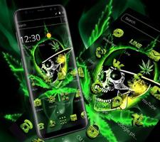 Green Weed Skull Theme ảnh chụp màn hình 3