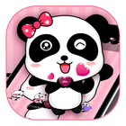 Pink Cute Bowknot Panda Theme آئیکن