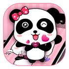 Pink Cute Bowknot Panda Theme icône