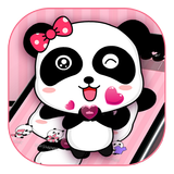 Pink Cute Bowknot Panda Theme icône