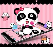 Pink Cute Bowknot Panda Theme Affiche
