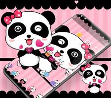Pink Cute Bowknot Panda Theme 스크린샷 2