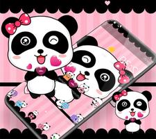 Pink Cute Bowknot Panda Theme imagem de tela 2