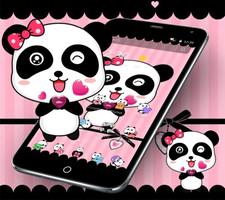 Pink Cute Bowknot Panda Theme captura de pantalla 3