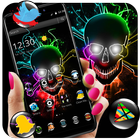 Neon Colorful Skull Theme icône