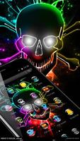 Neon Colorful Skull Theme Affiche