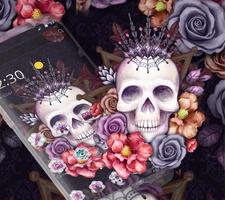 Colorful Flower Skull Fancy Theme постер