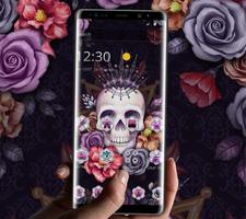 Colorful Flower Skull Fancy Theme скриншот 2