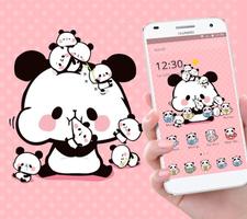 Poster Pink Cartoon Cute Panda Theme