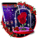 Red Rose In Magical Glass Theme APK