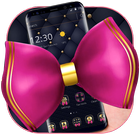 Black Leather Pink Bowknot Theme آئیکن