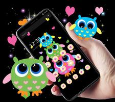 Cute Owl Family Cartoon Theme โปสเตอร์