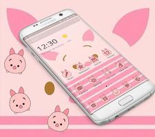 Pink Cute Piggy Theme تصوير الشاشة 2