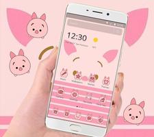 Pink Cute Piggy Theme تصوير الشاشة 3