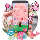 Cute pink love bird theme simgesi