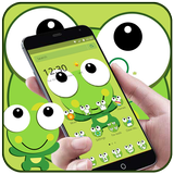 Ojos grandes de dibujos animados verde rana icono