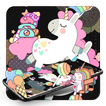 ”Black Cartoon Cute Unicorn Theme