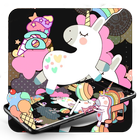 Black Cartoon Cute Unicorn Theme ikona