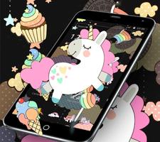 Black Cartoon Cute Unicorn Theme โปสเตอร์