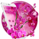 Tema de flores de orquidea rosa icono
