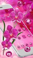 गुलाबी आर्किड वसंत फूल थीम पोस्टर