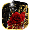 Tema de rosa vermelha de luxo de ouro🏵️ APK