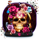 Colorful Floral Skull Theme icône