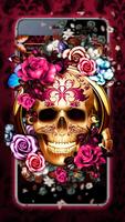 Colorful Floral Skull Theme Affiche